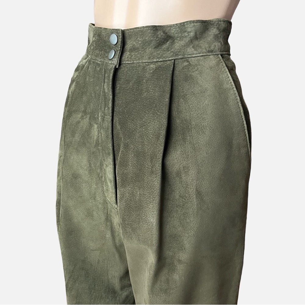 Vintage Danier Olive Suede High-Waist Trousers | Made in Canada | Size 4 - Picture 6 of 11